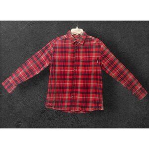 Eddie Bauer Vintage Red & Black Buffalo Plaid Flannel Shirt M Cotton Long Sleeve